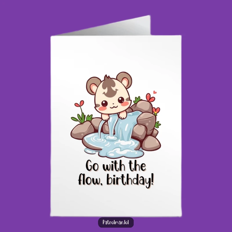 Free Printable Birthday Card: Creature Directing Water, Fun Downloadable Gift